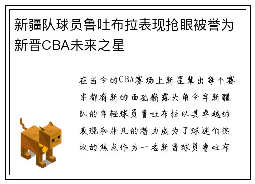 新疆队球员鲁吐布拉表现抢眼被誉为新晋CBA未来之星